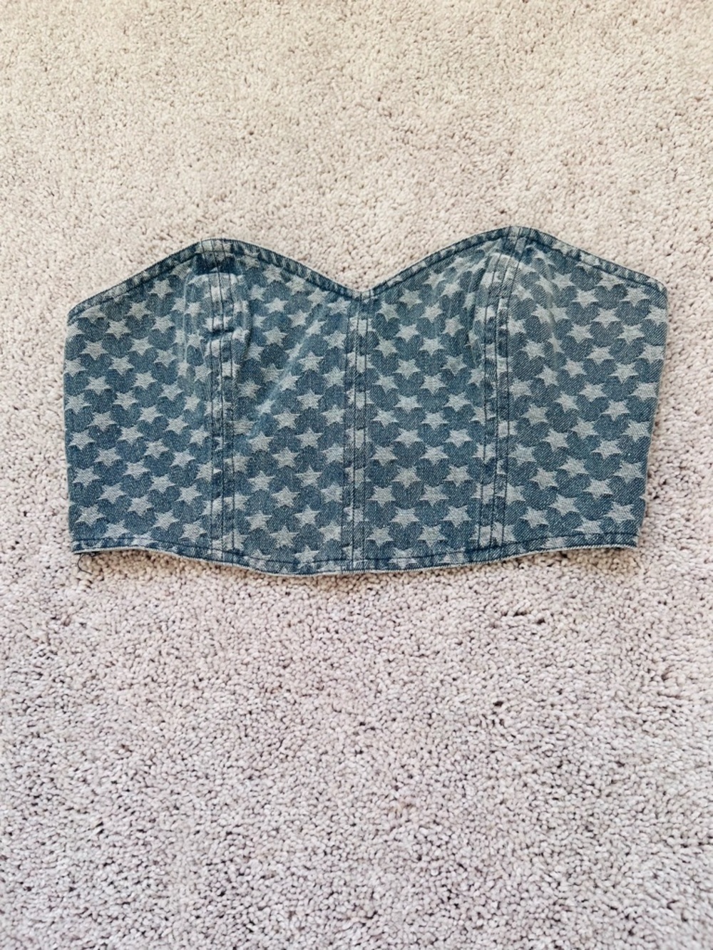 Storia Blue Denim Star print  Jacquard Americana Bustier S